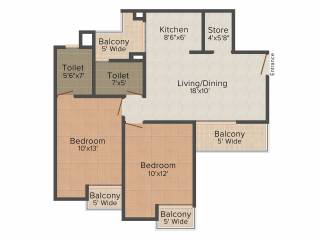 Atria Dhanashree Aashiyana 2BHK+2T (1,035 sq ft)