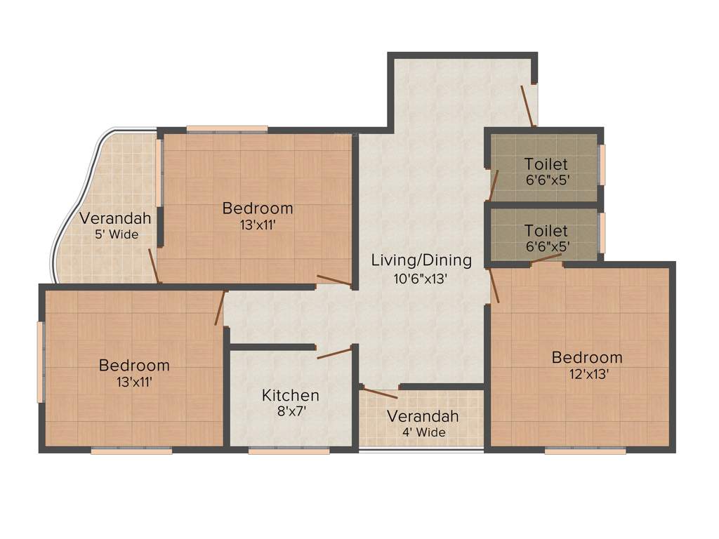 Unique Infinite (3BHK+2T (1,200 sq ft) 1200 sq ft)