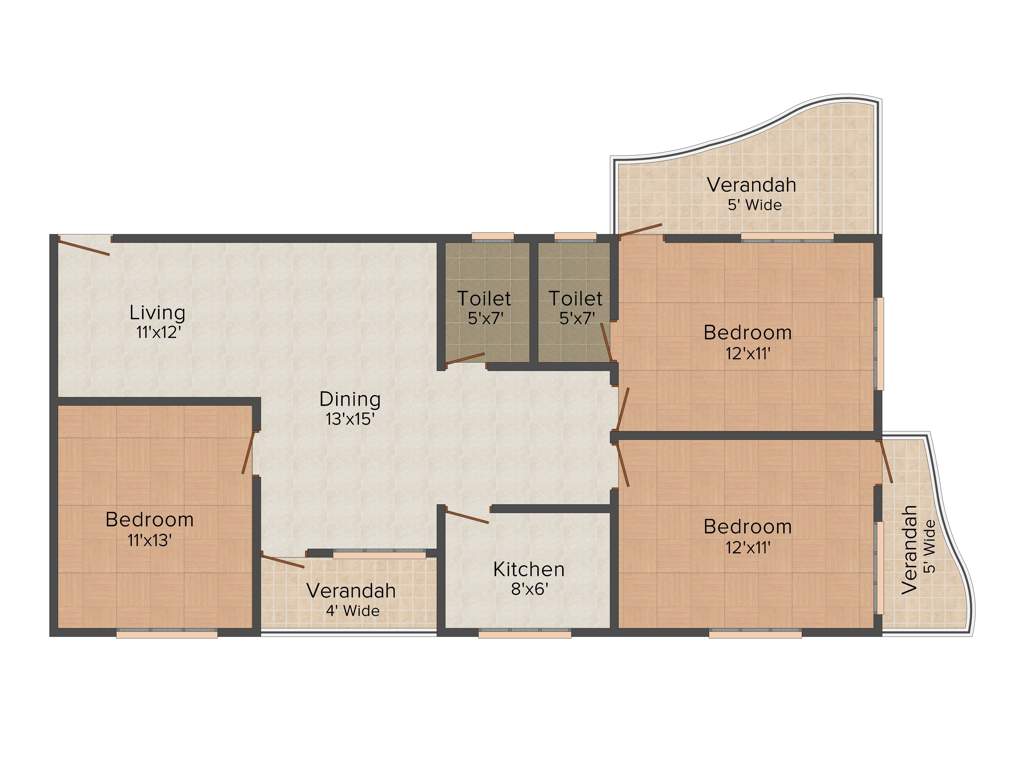Unique Infinite (3BHK+2T (1,300 sq ft) 1300 sq ft)