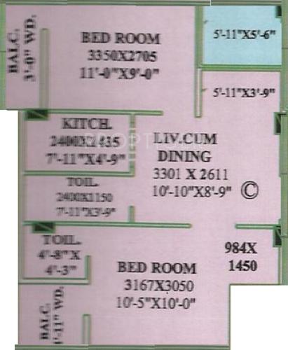 Satyam Construction Sanchita Residency (2BHK+2T (705 sq ft) 705 sq ft)