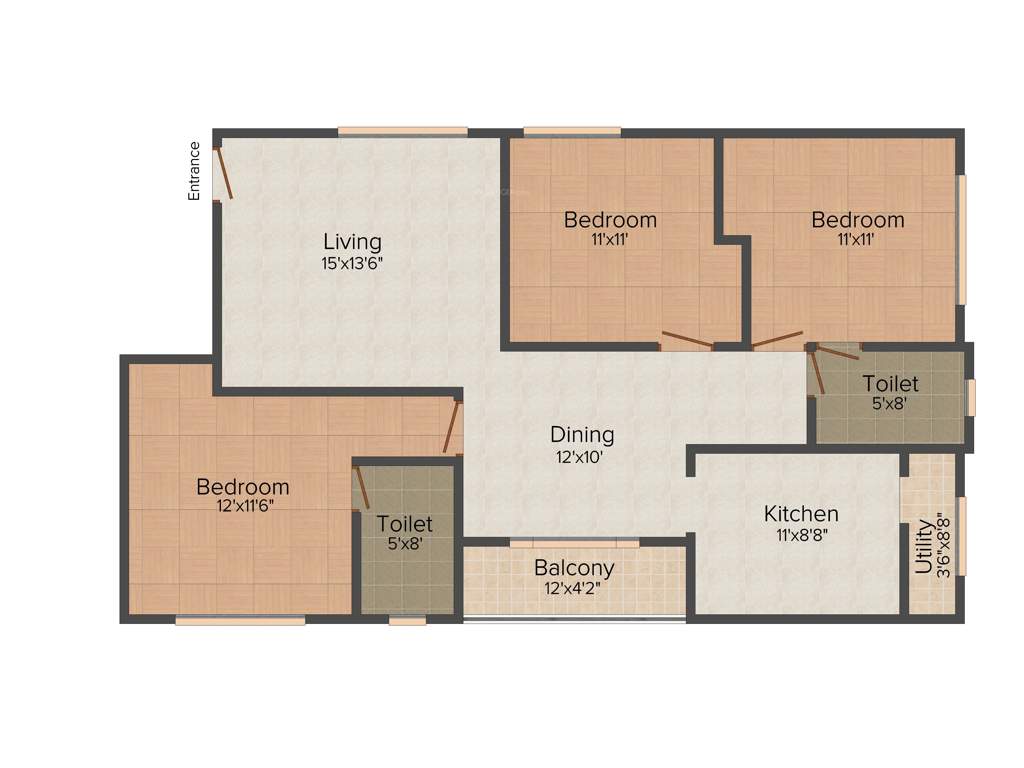 Innovative Olive Meadows (3BHK+2T (1,390 sq ft) 1390 sq ft)
