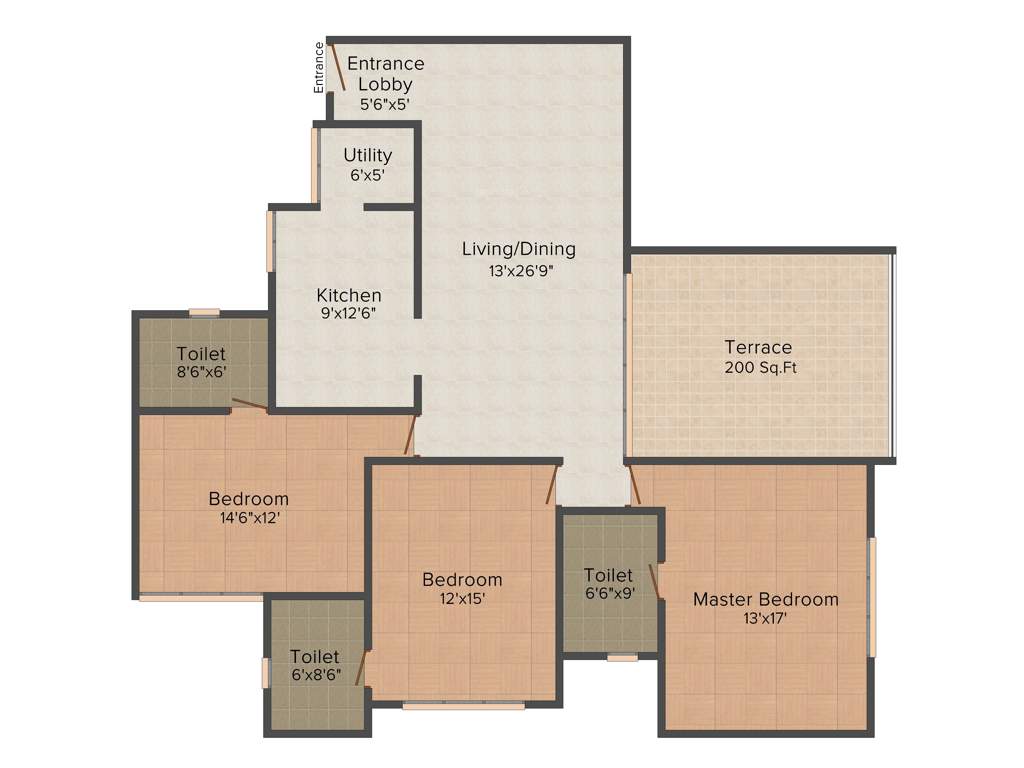 Marvel Piazza Phase 01 (3BHK+3T (1,965 sq ft) 1965 sq ft)