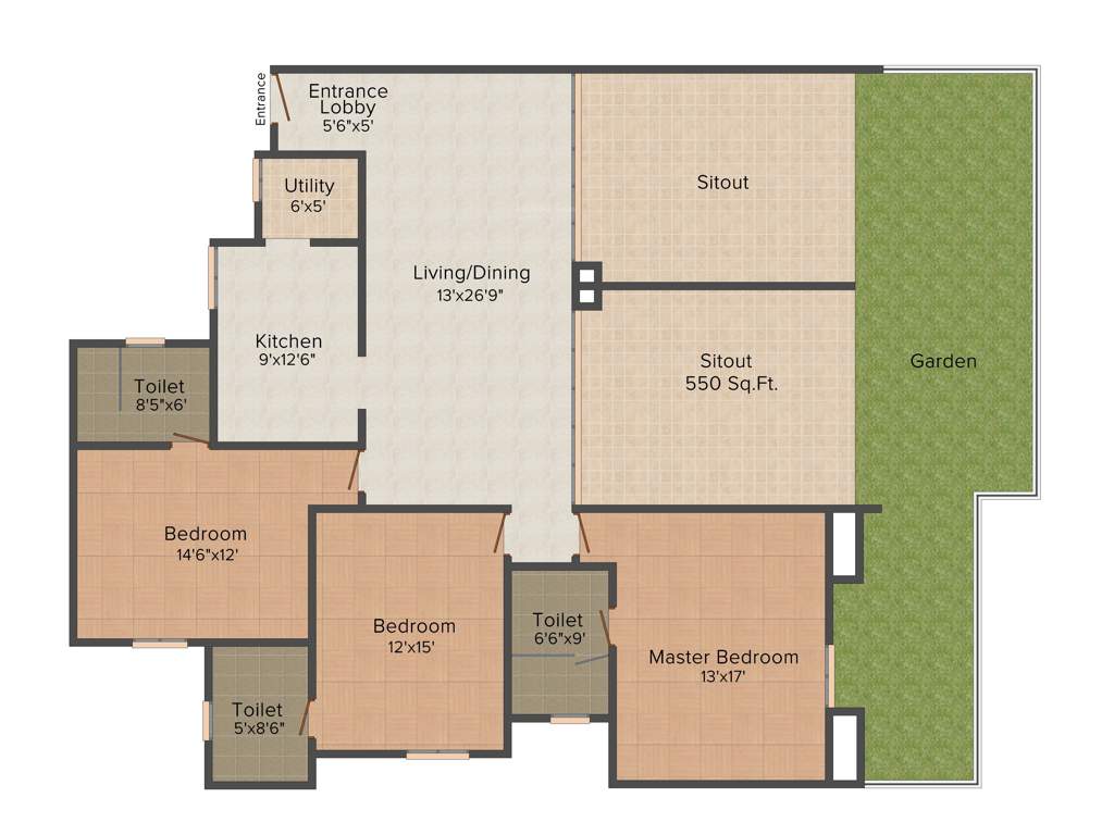 Marvel Piazza Phase 01 (3BHK+3T (2,540 sq ft) 2540 sq ft)