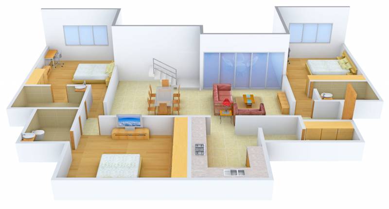 Marvel Piazza Phase 01 (3BHK+3T (2,980 sq ft)   Servant Room 2980 sq ft)