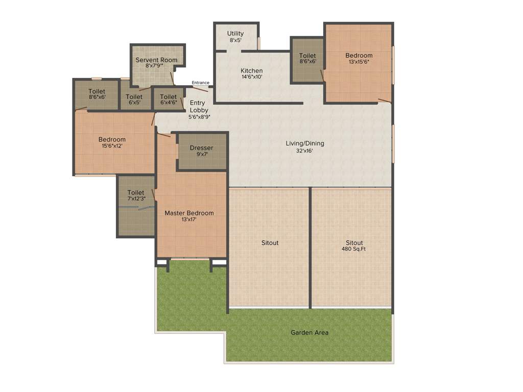 Marvel Piazza Phase 01 (3BHK+4T (3,675 sq ft)   Servant Room 3675 sq ft)