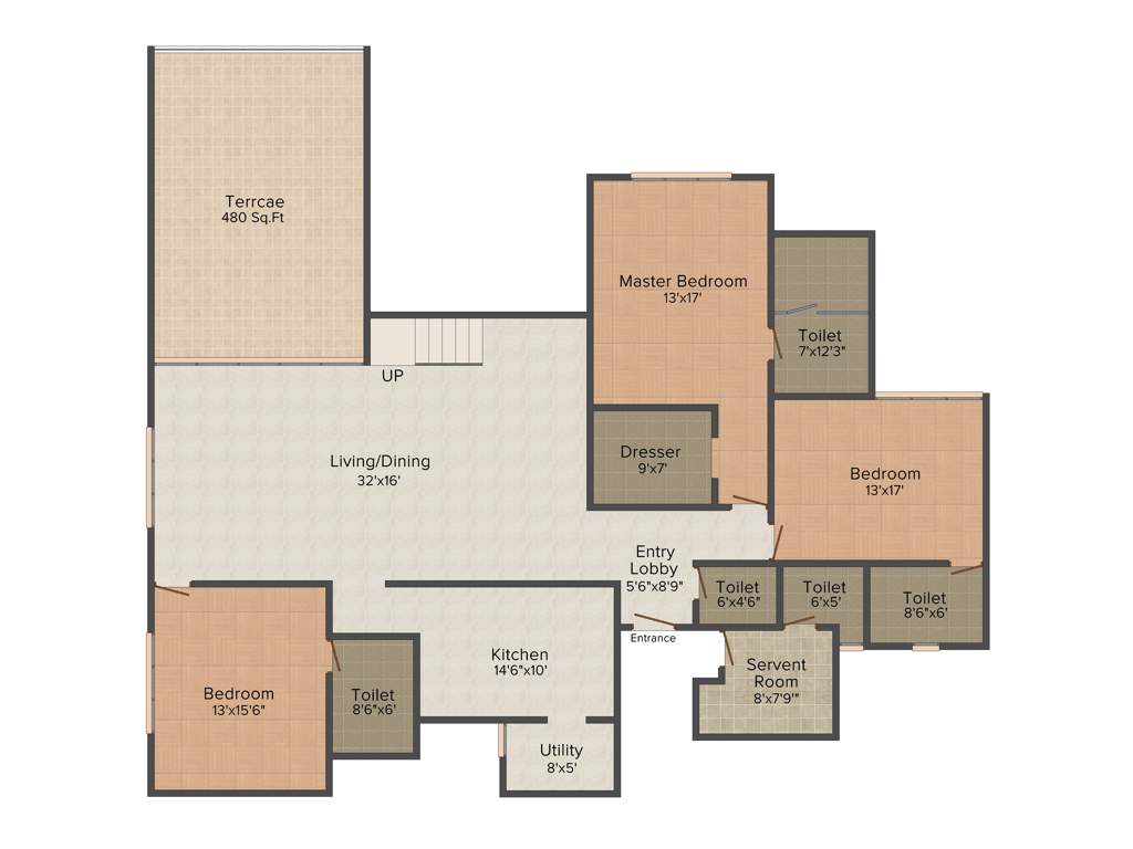 Marvel Piazza Phase 01 (3BHK+4T (4,130 sq ft)   Servant Room 4130 sq ft)