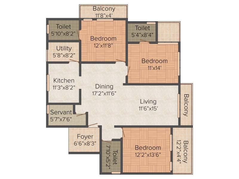 Saakara Dhaaruni Residences (3BHK+3T (1,925 sq ft)   Servant Room 1925 sq ft)