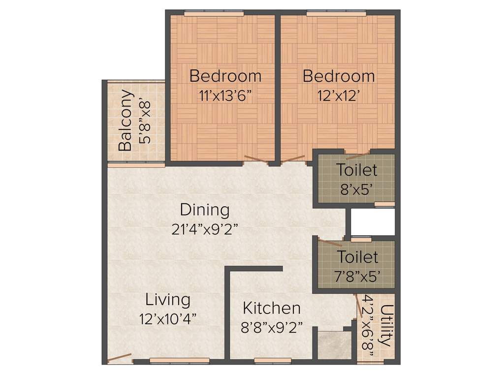 Saakara Dhaaruni Residences (2BHK+2T (1,240 sq ft)   Pooja Room 1240 sq ft)
