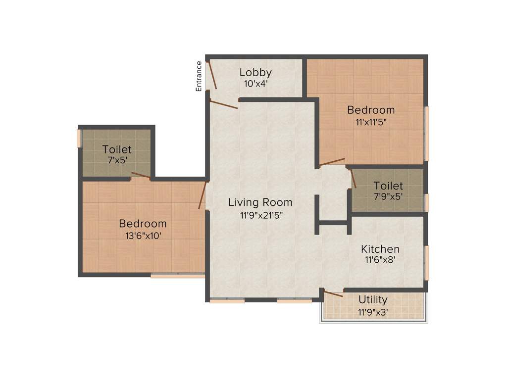 VJS Thiruvanmiyur (2BHK+2T (1,135 sq ft) 1135 sq ft)