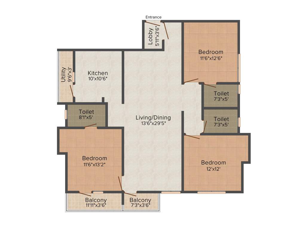 VJS Thiruvanmiyur (3BHK+3T (1,720 sq ft) 1720 sq ft)