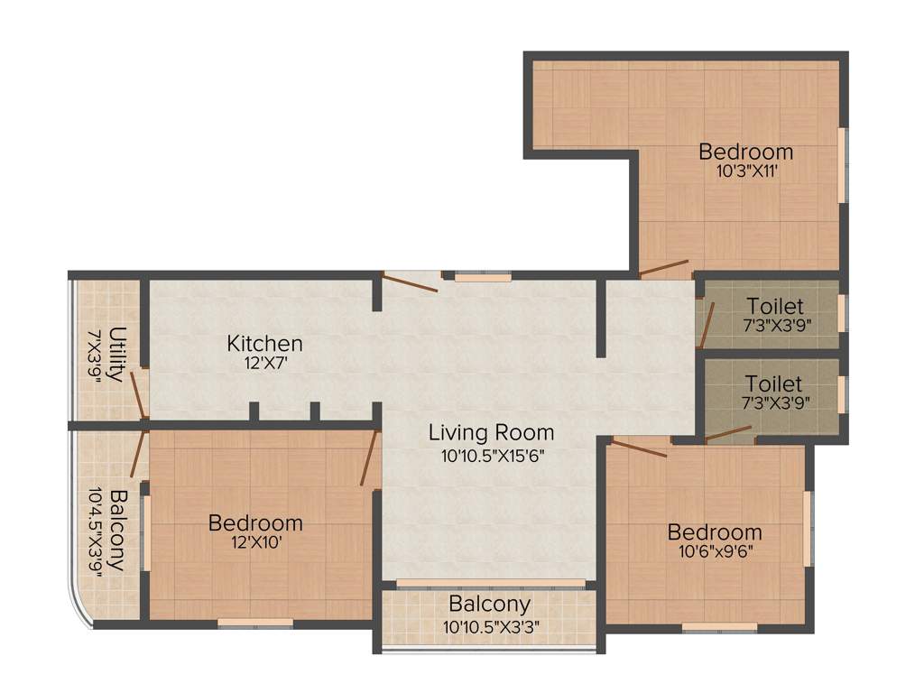 Minerva Sai Kasthuri (3BHK+2T (1,124 sq ft) 1124 sq ft)