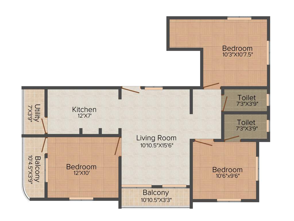 Minerva Sai Kasthuri (3BHK+2T (1,128 sq ft) 1128 sq ft)