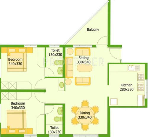 Flairalliance Trine Phase 2 (2BHK+2T (1,153 sq ft) 1153 sq ft)
