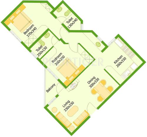 Flairalliance Trine Phase 2 (2BHK+2T (1,161 sq ft) 1161 sq ft)