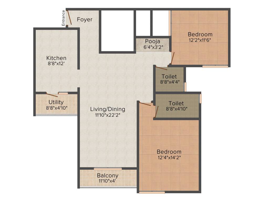 Confident Bellatrix Phase 3 (2BHK+2T (1,250 sq ft) 1250 sq ft)