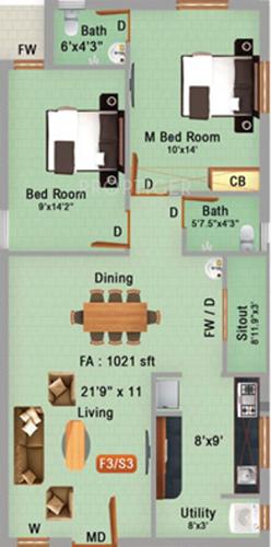SM Narayana (2BHK+2T (1,021 sq ft) 1021 sq ft)