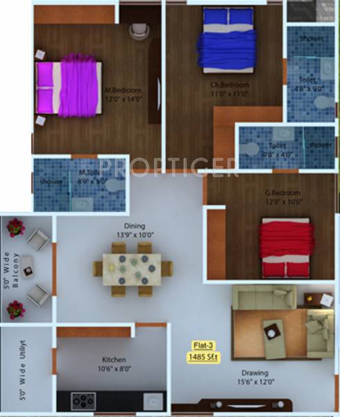 Sri Dhatri Tulip (3BHK+2T (1,485 sq ft) 1485 sq ft) Sri Dhatri Tulip (3BHK+2T (1,485 sq ft) 1485 sq ft)