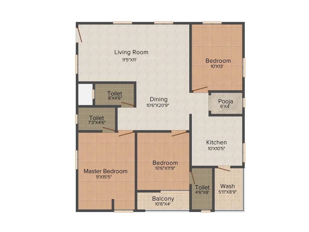 Srigdha NVR Arcade (3BHK+3T (1,605 sq ft) Pooja Room 1605 sq ft)