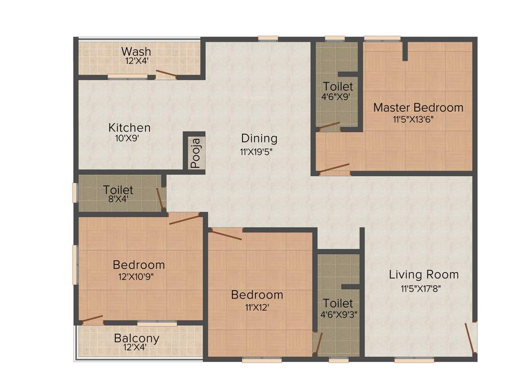 Srigdha NVR Arcade (3BHK+3T (1,725 sq ft) Pooja Room 1725 sq ft)