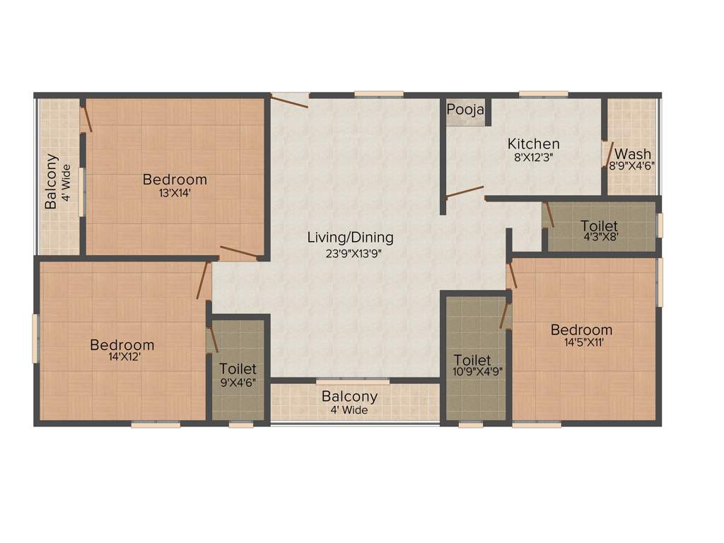 Srigdha NVR Arcade (3BHK+3T (1,805 sq ft) Pooja Room 1805 sq ft)