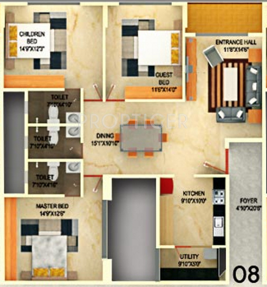 DS DSMAX SKYCITY (3BHK+3T (2,153 sq ft) 2153 sq ft)