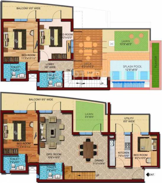 Cosmos Cascade Gardens (3BHK+4T (2,550 sq ft) + Study Room 2550 sq ft)