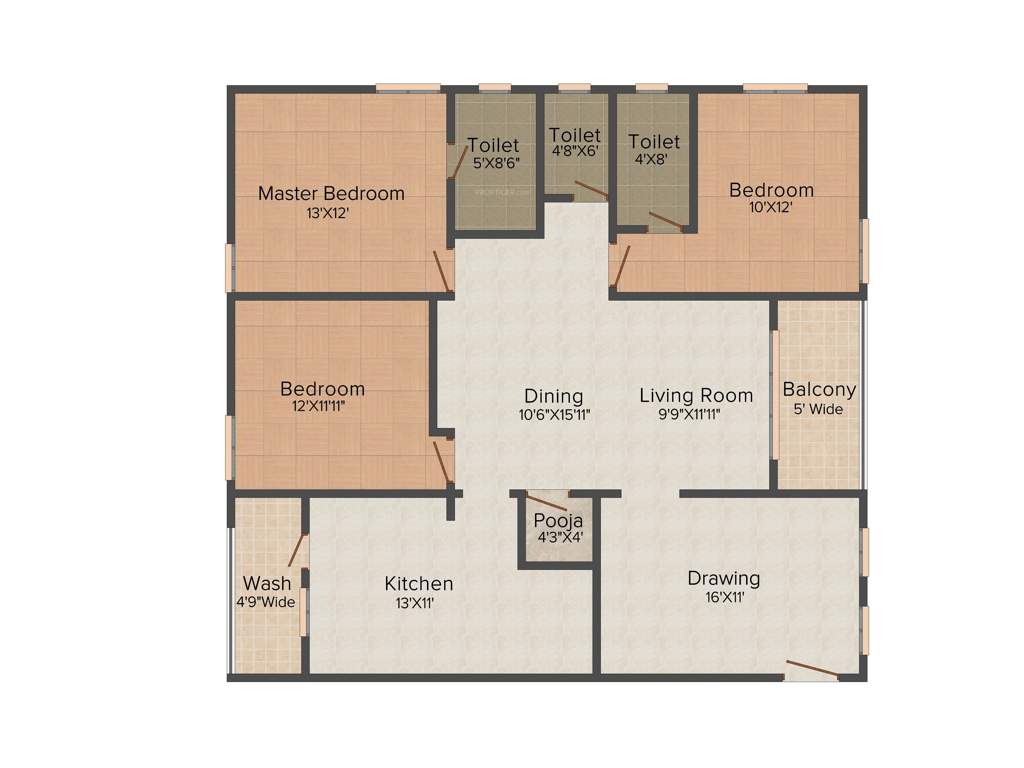 Buddha Viraj Heights (3BHK+3T (1,835 sq ft)   Pooja Room 1835 sq ft)