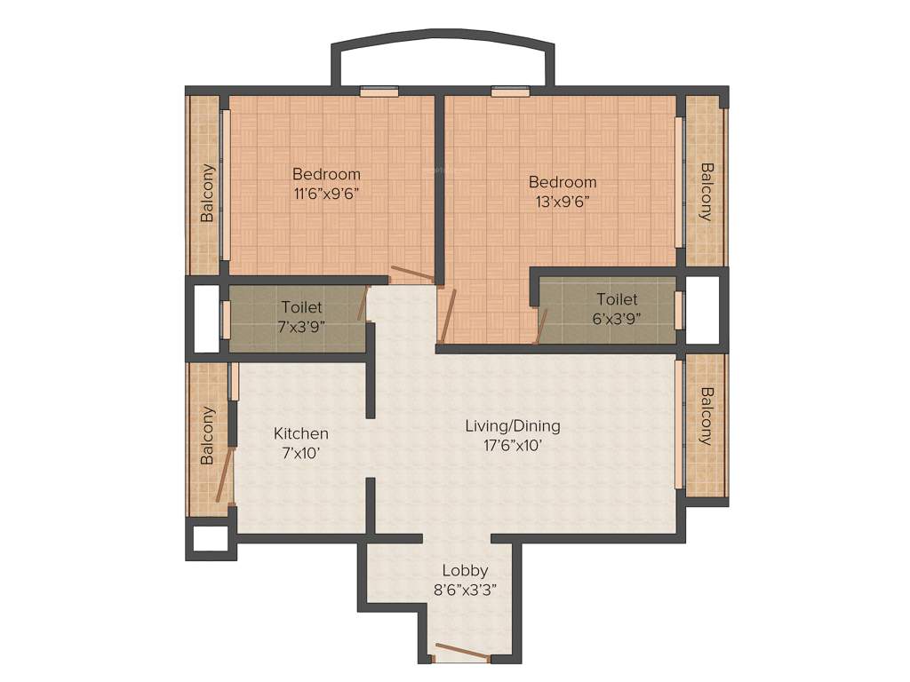 Nova Divya Parshwa Tower (2BHK+2T (1,050 sq ft) 1050 sq ft)