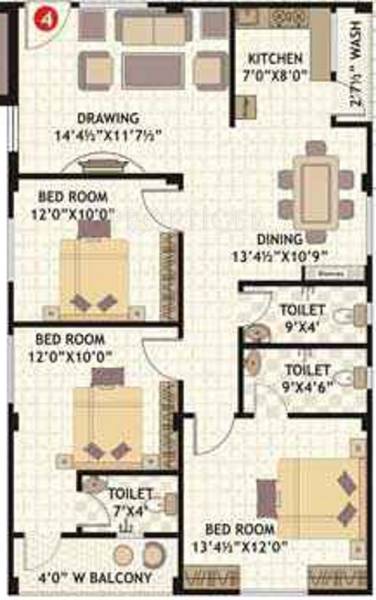 Amrutha Avenue (3BHK+3T (1,350 sq ft) 1350 sq ft)