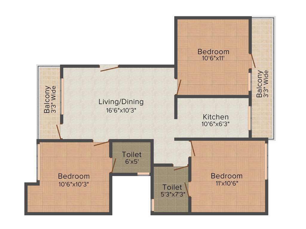 Aarvanss Royal Residency (3BHK+3T (1,250 sq ft) 1250 sq ft)