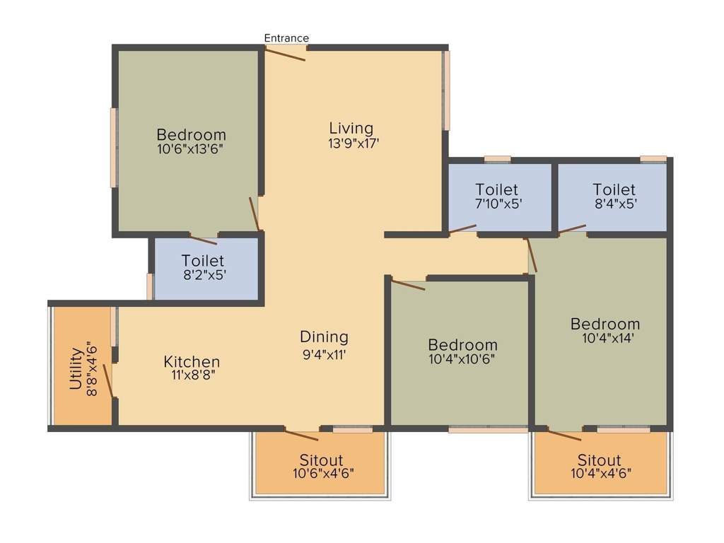 Mahaveer Promenade (3BHK+3T (1,674 sq ft) 1674 sq ft)