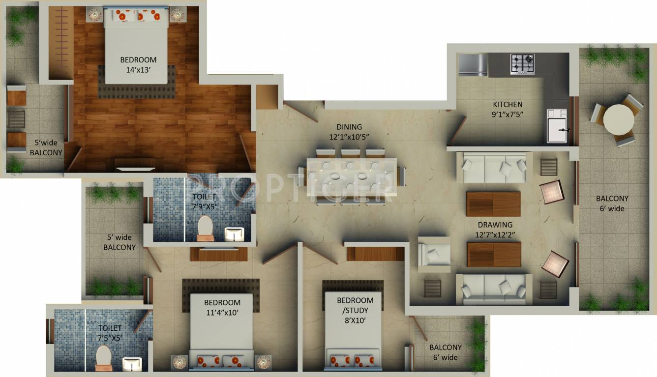 Supertech Neeladri Floors (2BHK+2T (1,450 sq ft) Study Room 1450 sq ft) Supertech Neeladri Floors (2BHK+2T (1,450 sq ft) Study Room 1450 sq ft)