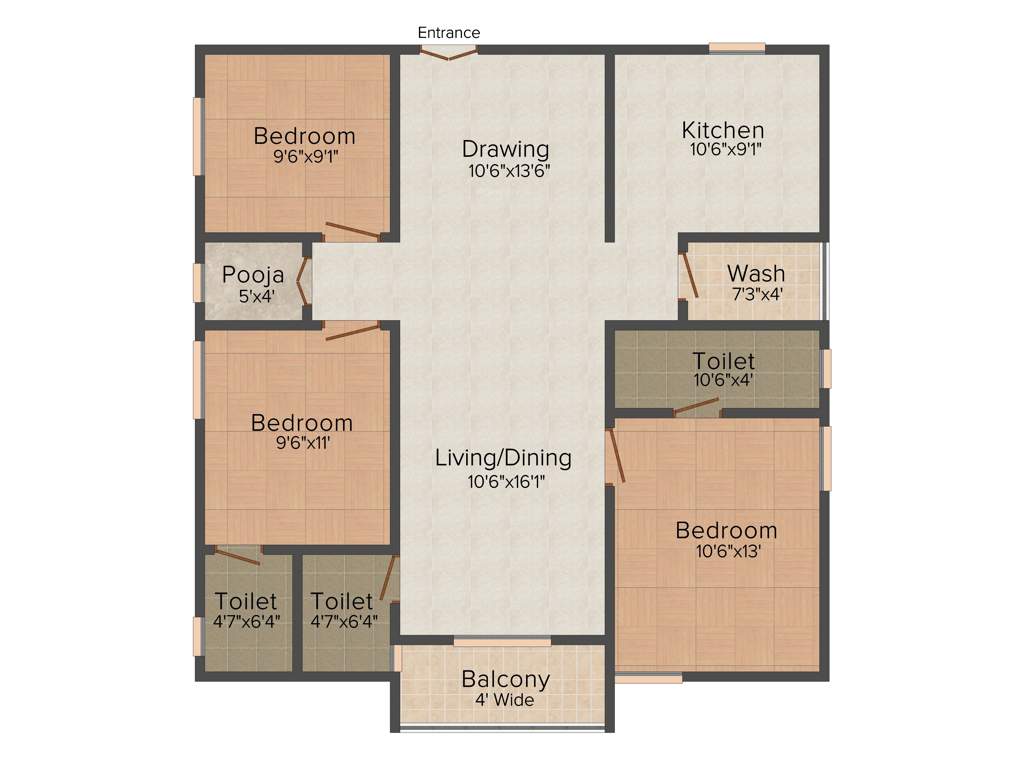 ASR Jaya ASR Abodes (3BHK+3T (1,368 sq ft)   Pooja Room 1368 sq ft)