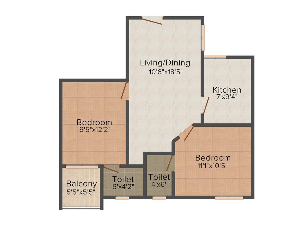 RB Bagya Ashirvad (2BHK+2T (814 sq ft) 814 sq ft)