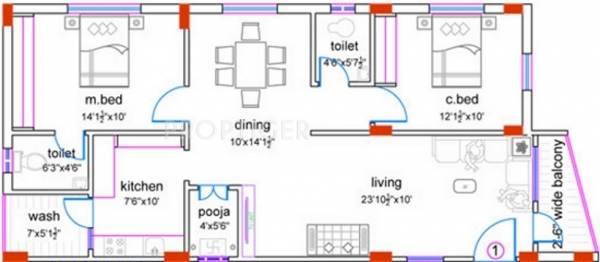 SS Aditya Constructions Sree Krishna (2BHK+2T (1,250 sq ft) + Pooja Room 1250 sq ft)