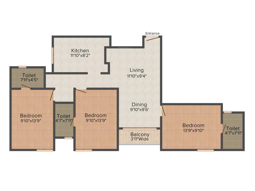 Navin Whiteberry (3BHK+3T (1,301 sq ft) 1301 sq ft)