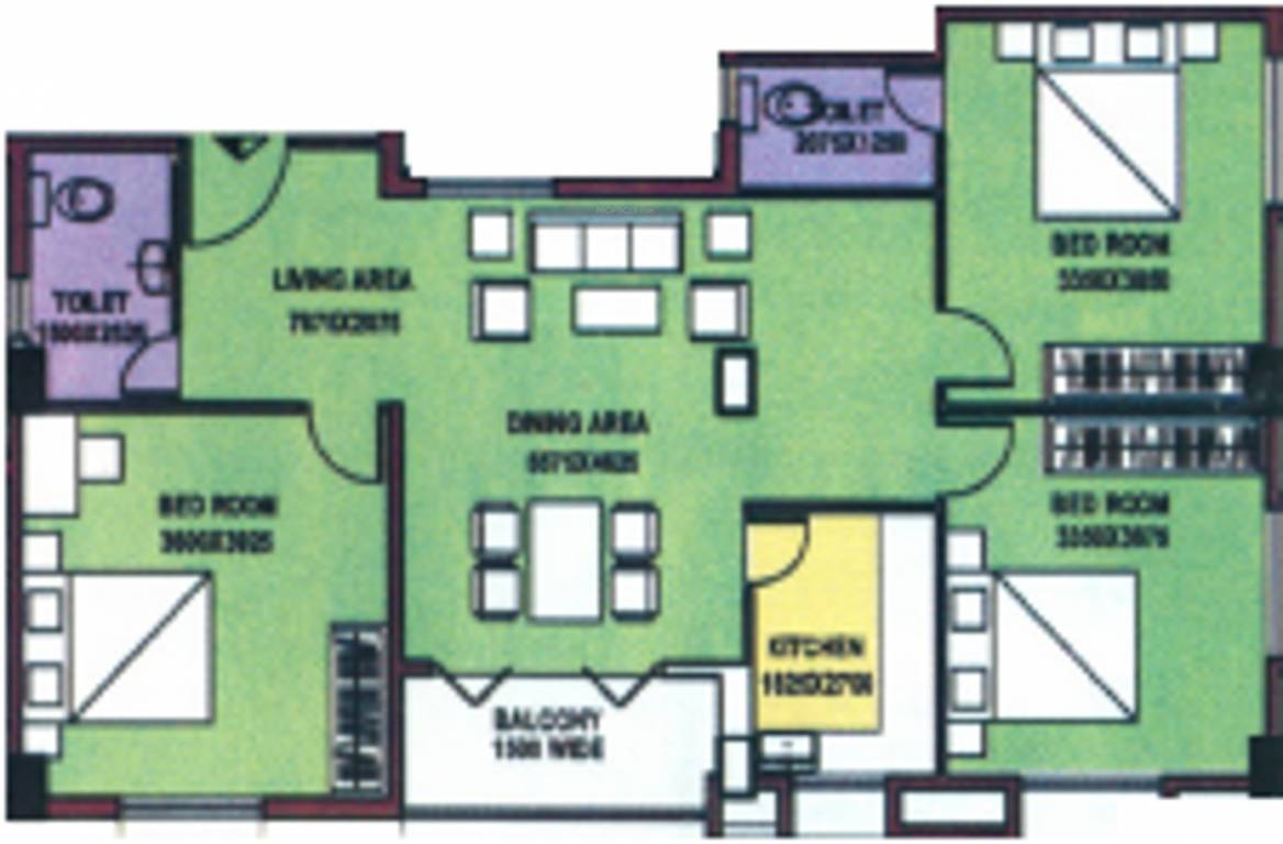 Barrackpore Akashdeep (3BHK+2T (1,260 sq ft) 1260 sq ft)