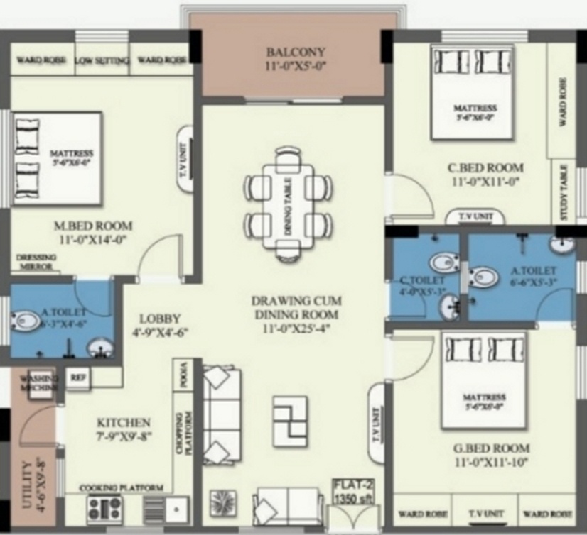 Namitha Harmony (3BHK+3T (1,350 sq ft) 1350 sq ft)