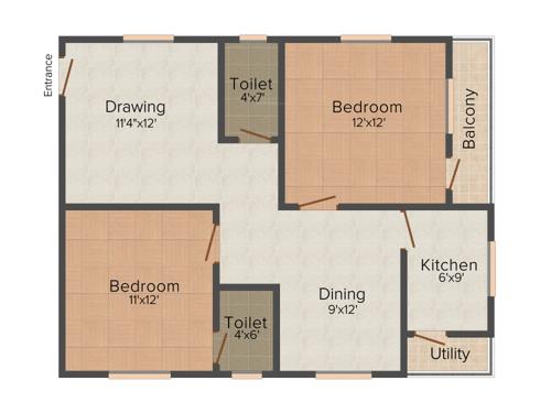 ASR Jaihind ASR Heights (2BHK+2T (1,008 sq ft) 1008 sq ft)