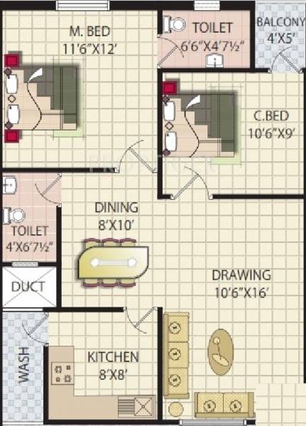 Namitha Flora (2BHK+2T (903 sq ft) 903 sq ft)