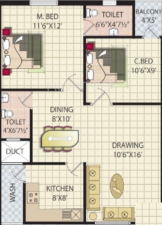 Namitha Flora (2BHK+2T (903 sq ft) 903 sq ft)