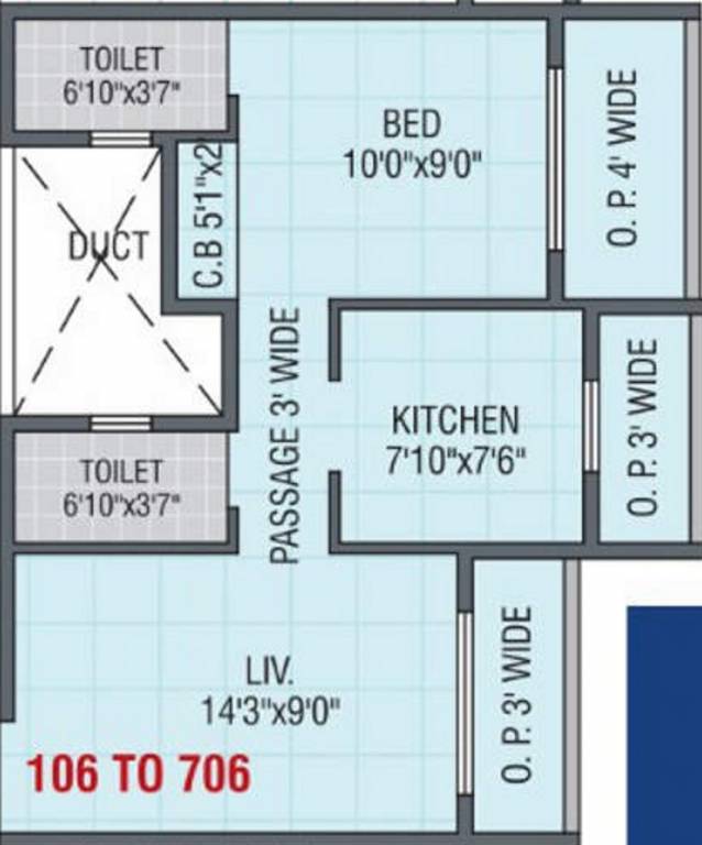 Aashray Pearl (1BHK+2T (647 sq ft) 647 sq ft)