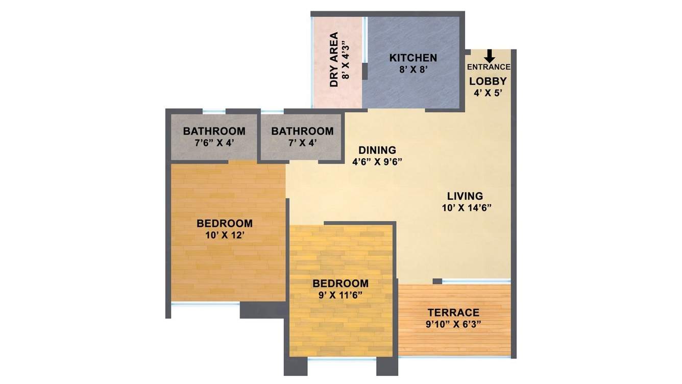 Magnus Realty Simpli City Phase II 2BHK+2T (920 sq ft)