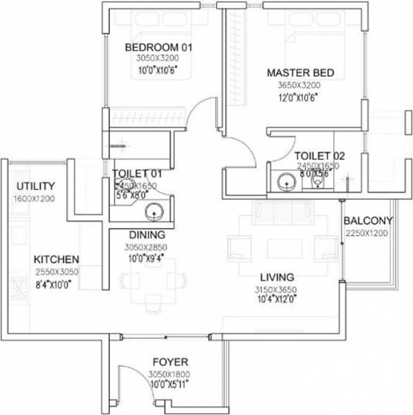 Sycon Troica (2BHK+2T (1,072 sq ft) 1072 sq ft) Sycon Troica (2BHK+2T (1,072 sq ft) 1072 sq ft)