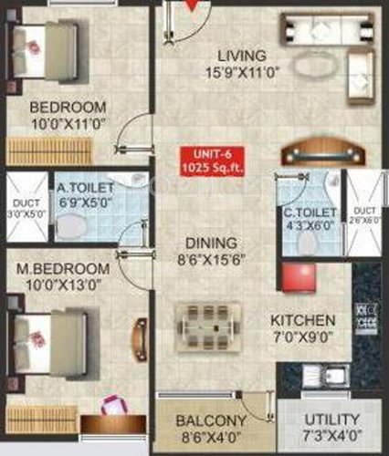 Dharani Nakshatra (2BHK+2T (1,025 sq ft) 1025 sq ft)