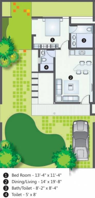 Aagam 9 (1BHK+1T (792 sq ft) 792 sq ft)