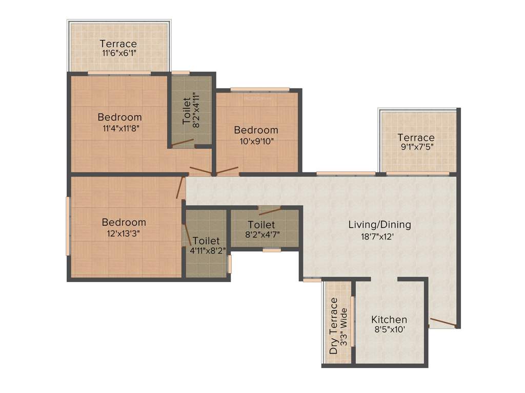 Siddhivinayak Vision Vista (3BHK+3T (1,462 sq ft) 1462 sq ft)