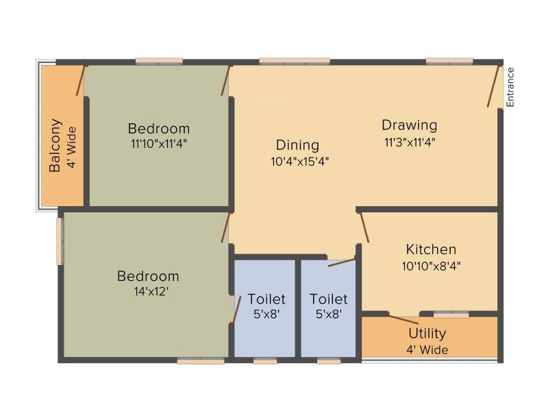 Sai LR East Oak (2BHK+2T (1,205 sq ft) 1205 sq ft)