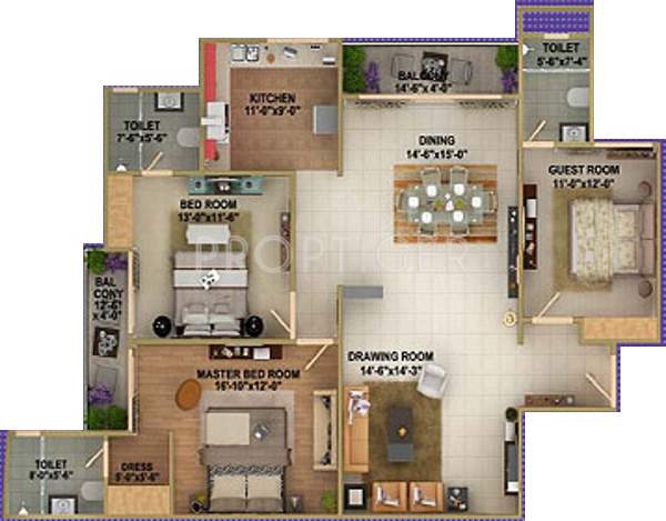 Crest Exotica (3BHK+3T (1,690 sq ft) 1690 sq ft)