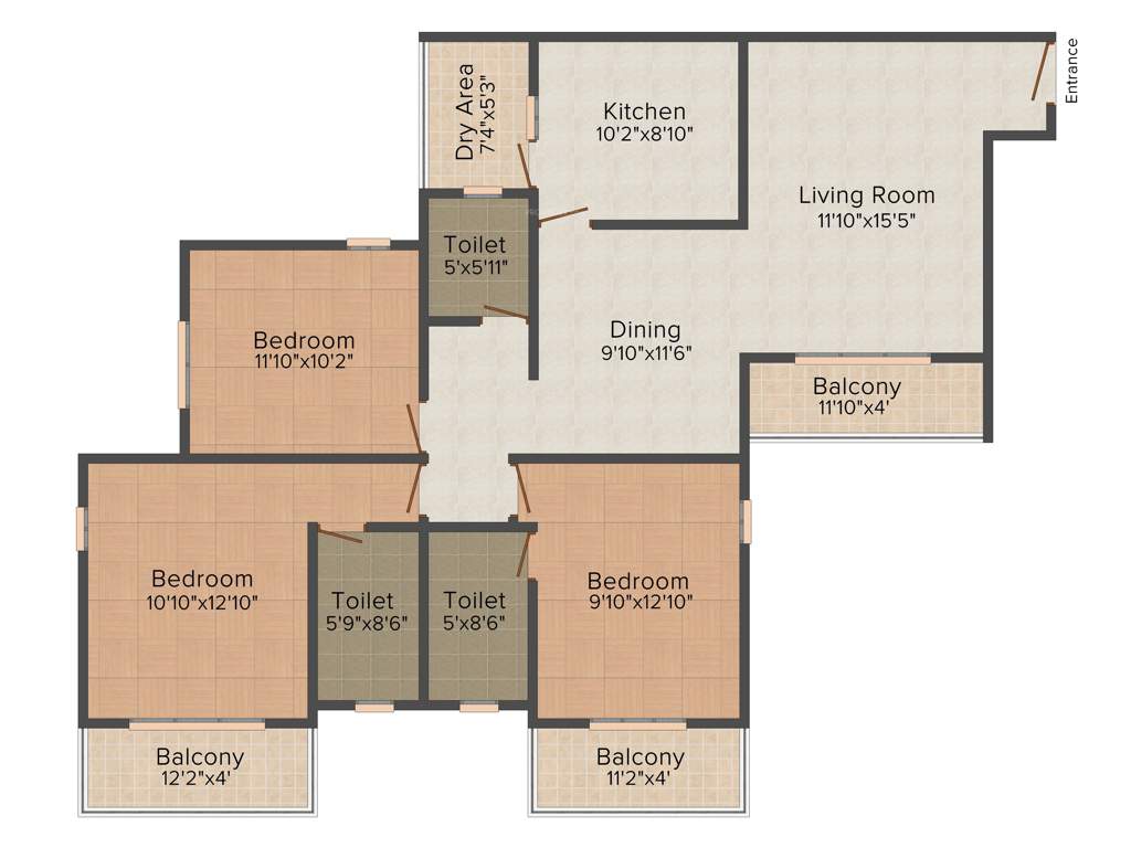 Olive Celestina (3BHK+3T (1,560 sq ft) 1560 sq ft)